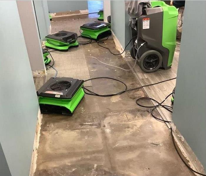 cleaned hallway servpro equipment on floors